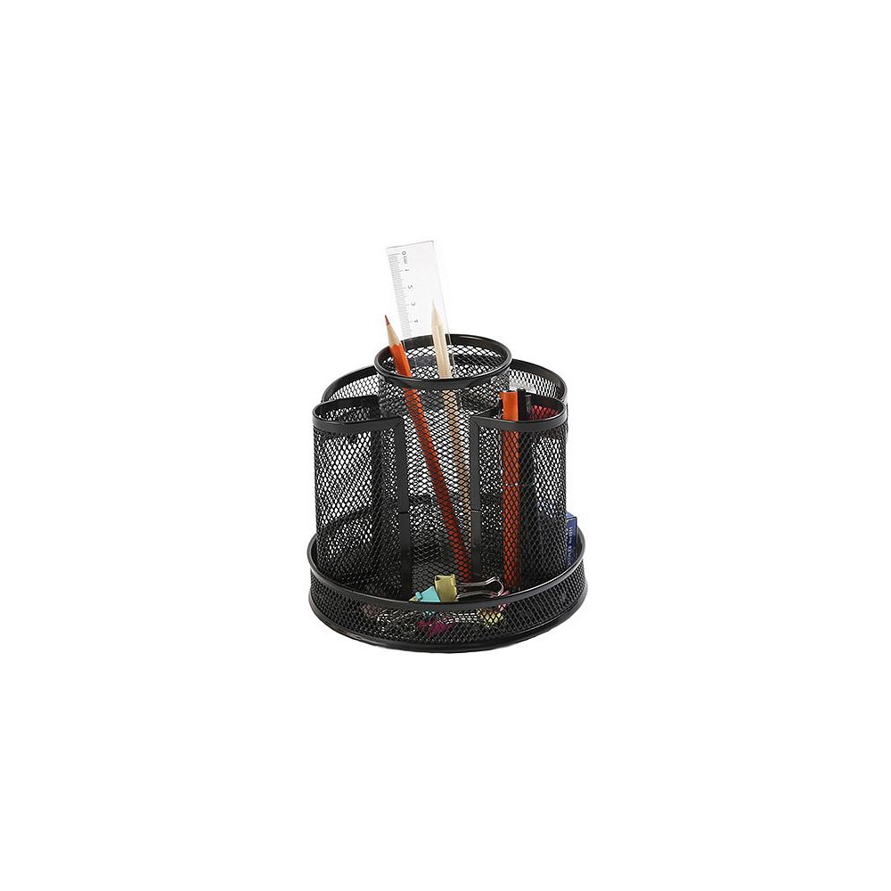 Подставка для канцелярских мелочей "Круглая", 165x165x160 мм, черный - 4