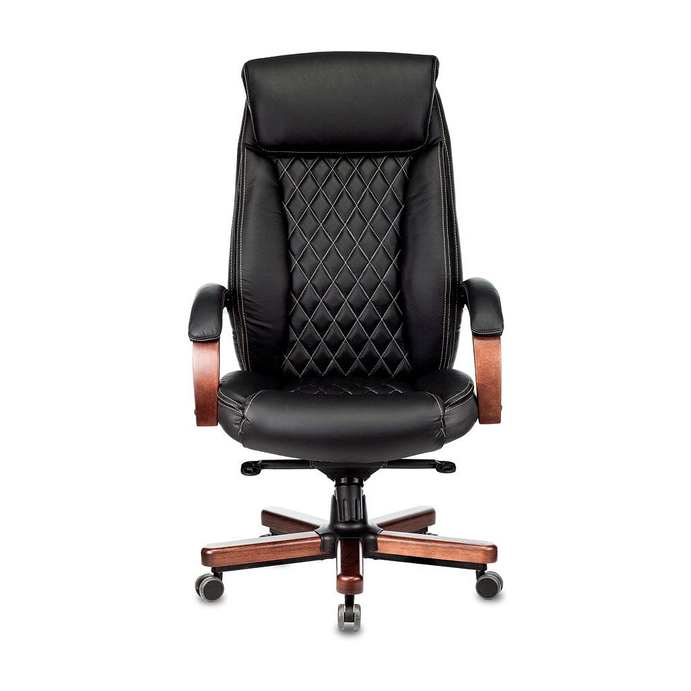 Кресло руководителя Бюрократ "T-9924WALNUT", кожа, металл, дерево, черный - 2
