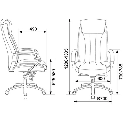Кресло для руководителя Бюрократ T-9922SL, кожа, металл, черный - 7