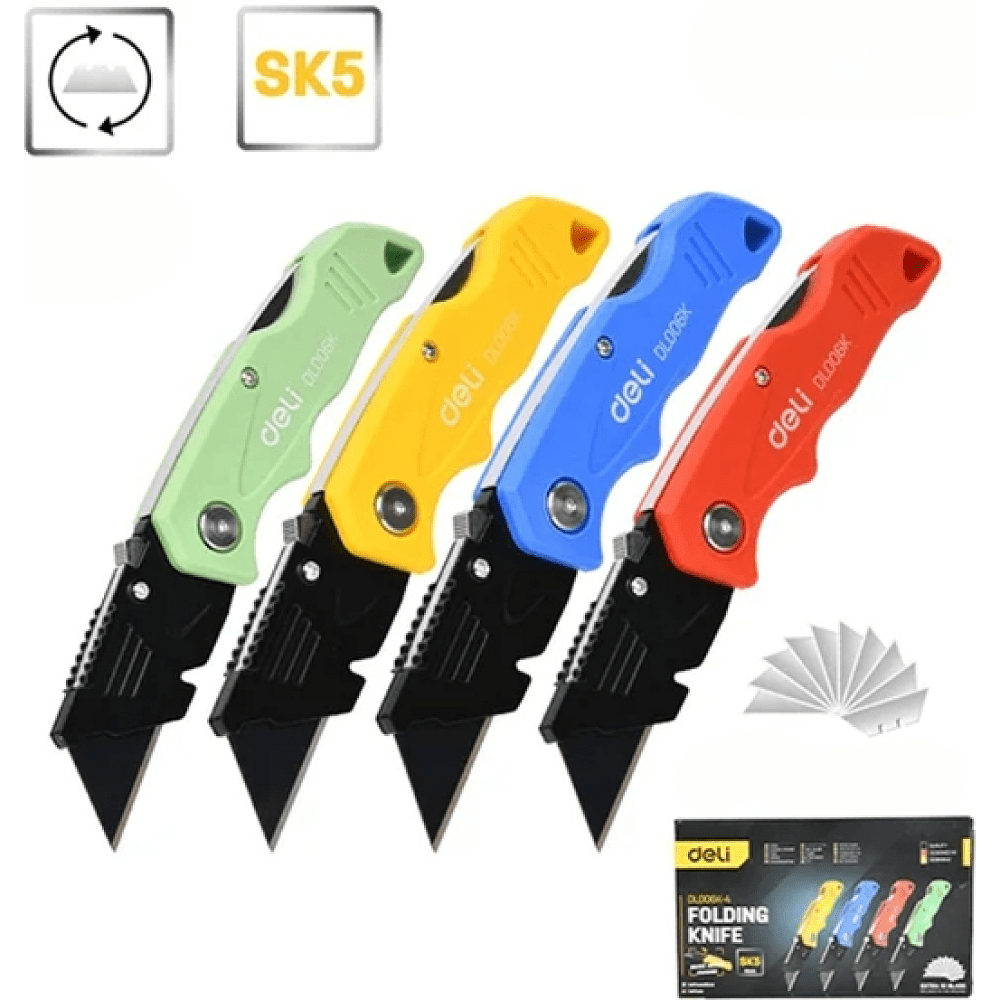 Нож строительный складной Deli YS EDL006K-4, 19 мм, трапеция, 4 шт. - 2