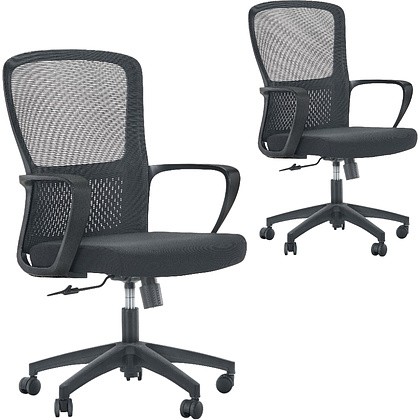 Кресло для персонала SitZone U-069B, сетка, ткань, пластик, черный, 2 шт/упак, -30%