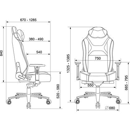 Кресло компьютерное Бюрократ A4Tech Bloody GC-680, искусственная замша, серый, черный, металл - 18