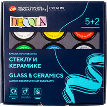 Краска акриловая по стеклу и керамике "Декола", набор 5 цветов