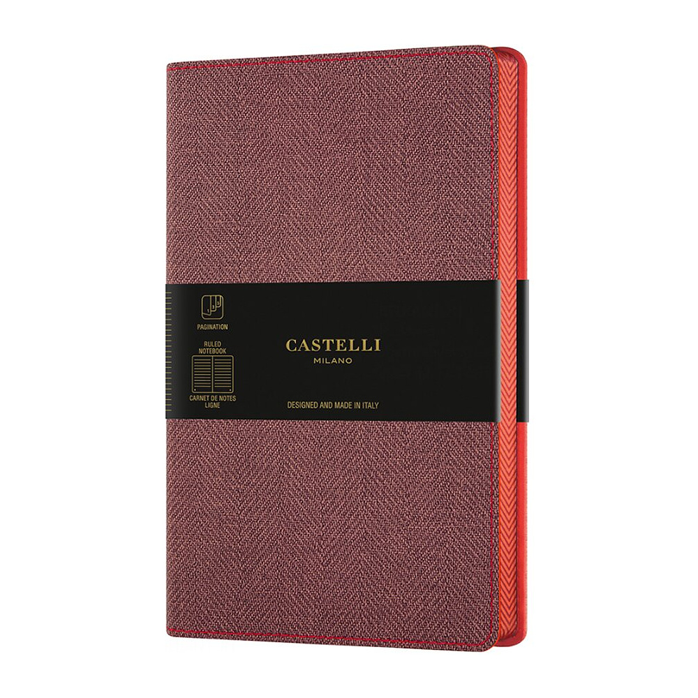 Блокнот Castelli Milano "Harris Red", A5, 120 листов, линейка, бордовый