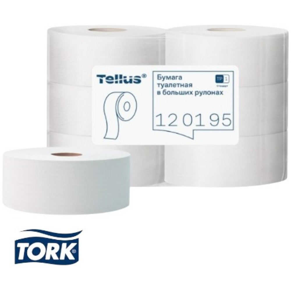 Бумага туалетная Tellus Стандарт ТP1, в больших рулонах, 525 м, 1 слой
