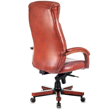 Кресло для руководителя Бюрократ "T-9922WALNUT", кожа, металл, дерево, светло-коричневый  - 4