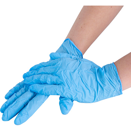Перчатки нитриловые неопудренные одноразовые BVB, р-р XL, 100 шт/упак, голубой - 6