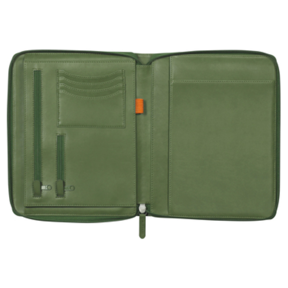 Папка деловая "Rhodiarama", 19,5x25,5 см, на молнии, серо-зеленый - 3