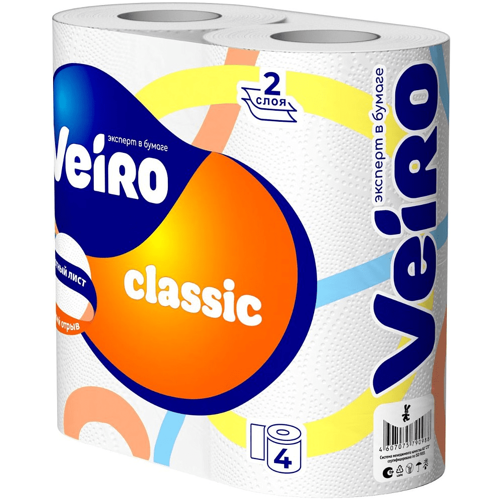 Бумага туалетная "Veiro Classic", 2 слоя, 4 рулона - 2