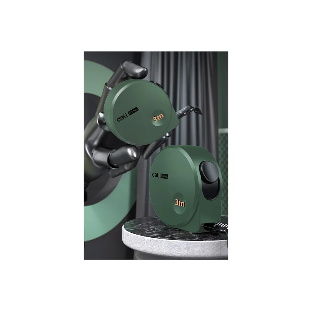 Рулетка Deli HS HT8316L, 3 м х 6 мм, Soft Touch, зеленый - 5