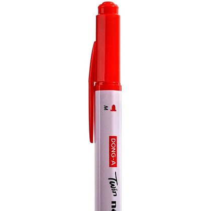 Маркер перманентный "Twin Name Pen", двусторонний, красный - 8