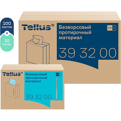 Протирочный материал нетканый Tellus, безворсовый, 1 слой, 100 листов, WM5 - 5