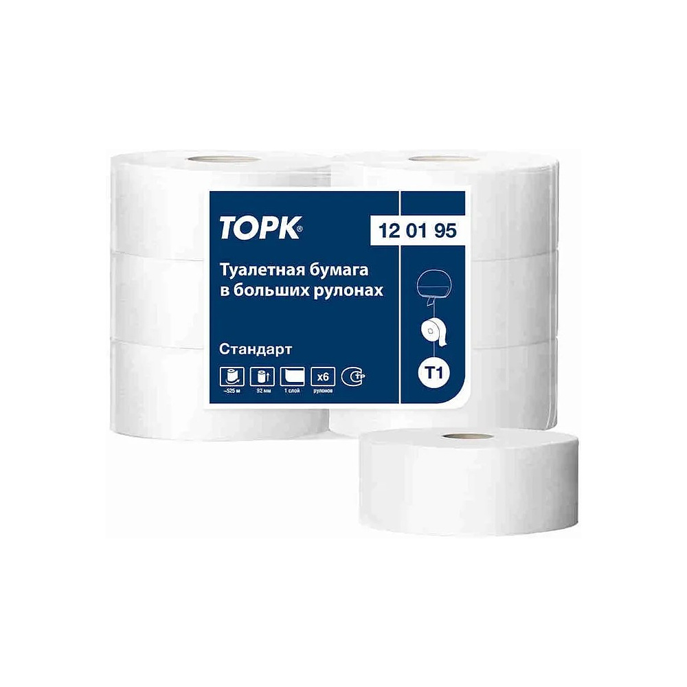 Бумага туалетная Tellus Стандарт ТP1, в больших рулонах, 525 м, 1 слой - 2