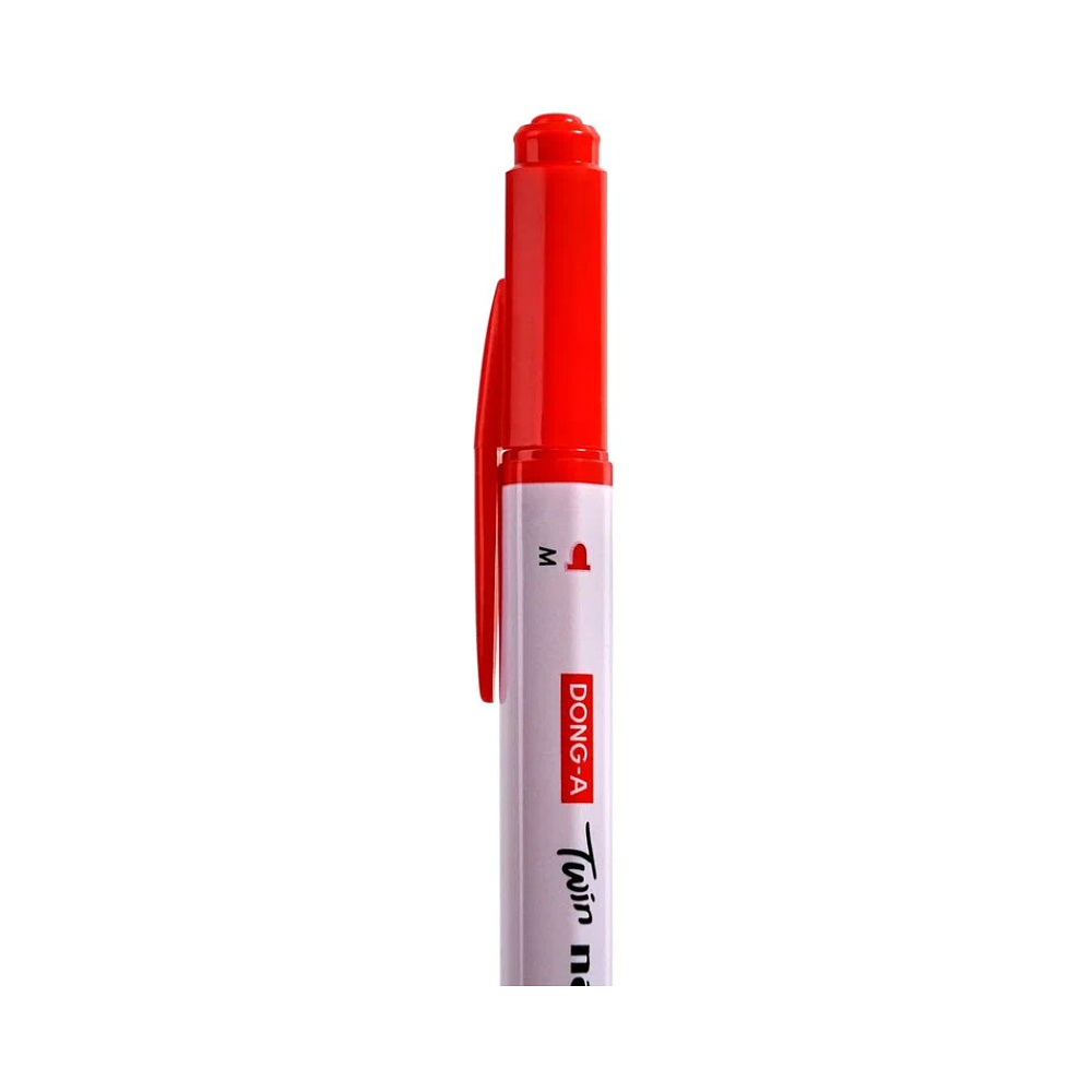 Маркер перманентный "Twin Name Pen", двусторонний, красный - 8