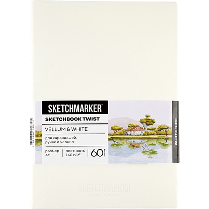 Скетчбук "Sketchmarker Vellum & White", А5, 120 листов, бумага молочная, белая