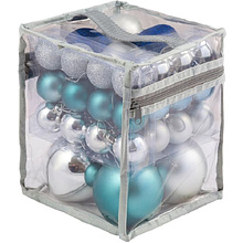 Набор елочных украшений "Ассорти синее", d9 см, 33 шт, синий, серебристый