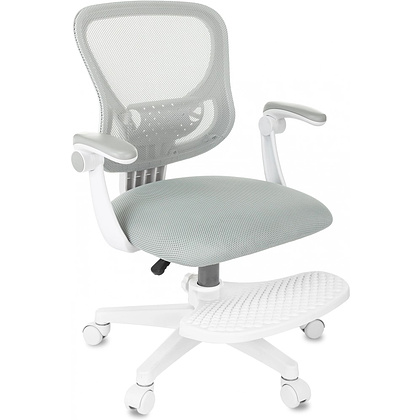 Кресло детское Бюрократ Burokids 3, сетка, ткань, пластик, корпус белый, подставка для ног, серый - 6