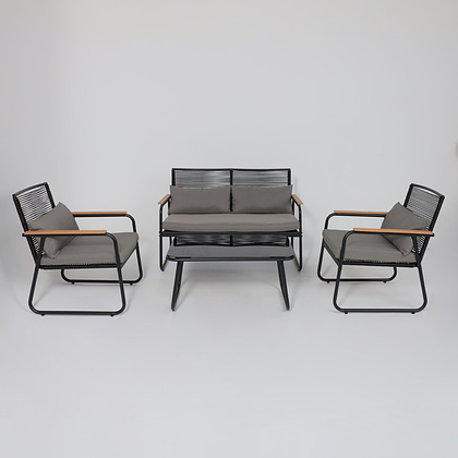 Комплект мебели садовой AksHome GARDENIA (кресло  2 шт, диван 1 шт, стол 1 шт), черный - 17