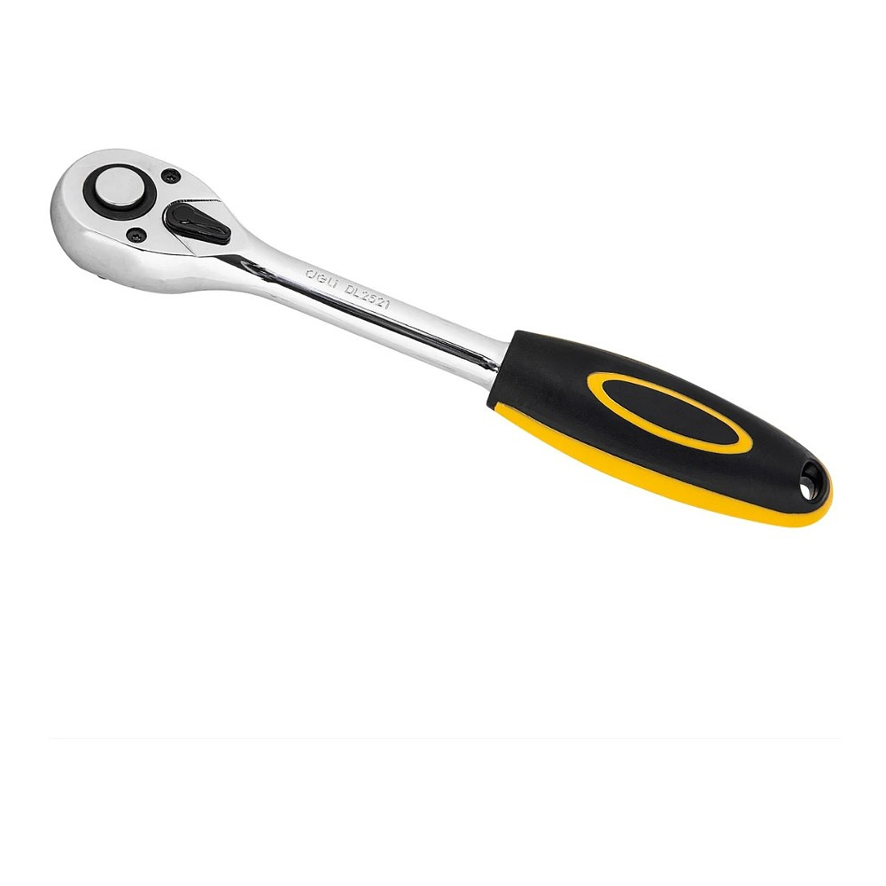 Ключ трещоточный Deli YS EDL2521 1/2", 45Т, 254 мм, с храповым механизмом, черный, желтый - 7