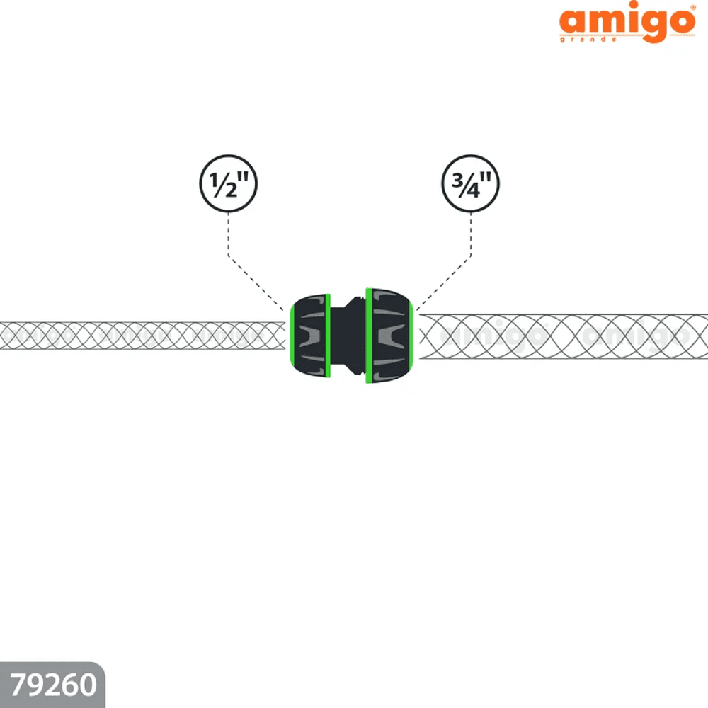 Коннектор Amigo Grande "79260", 1/2-3/4", пластик, серый, зеленый - 3