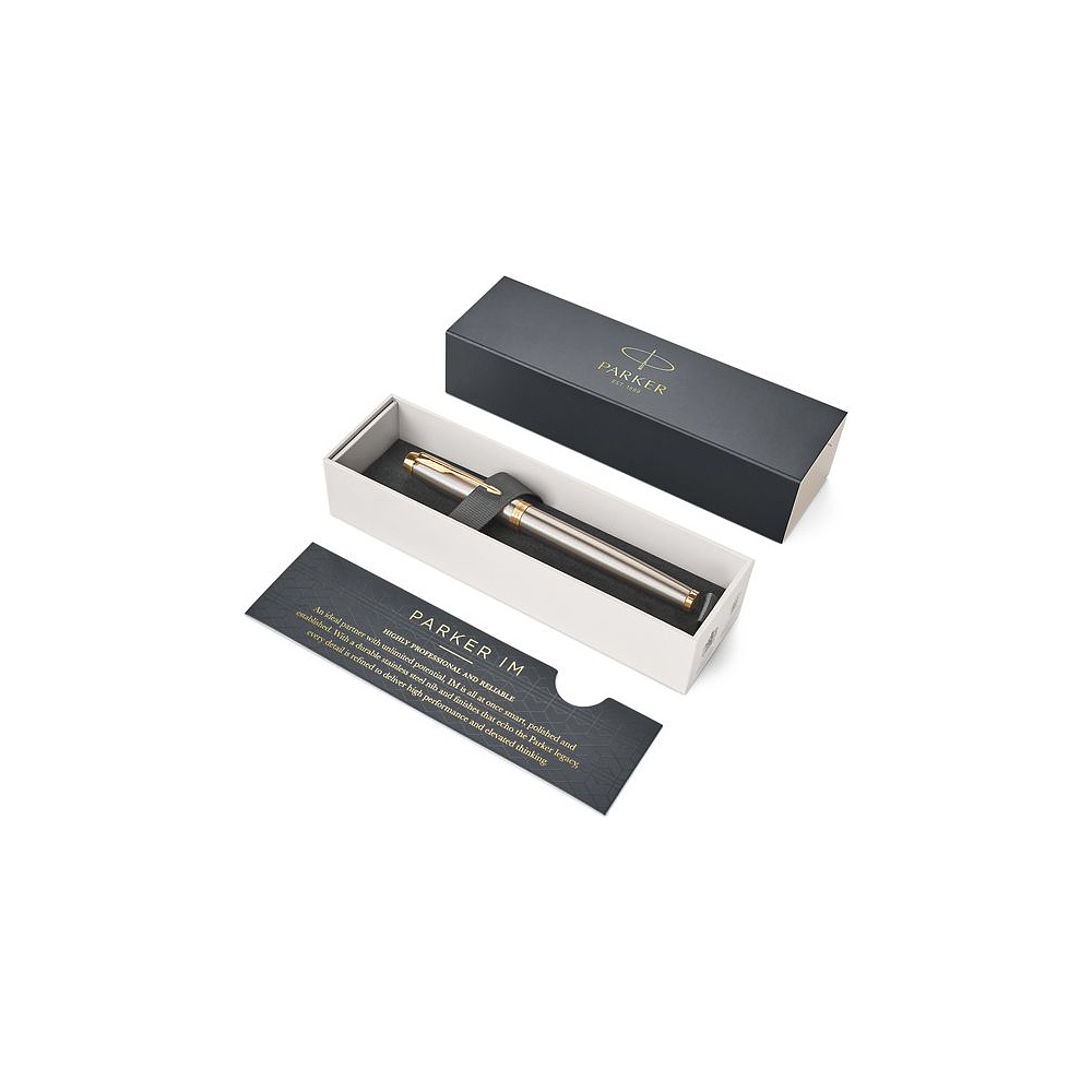 Ручка перьевая "Parker IM Brushed Metal GT", F, серебристый, золотистый, патрон черный - 5