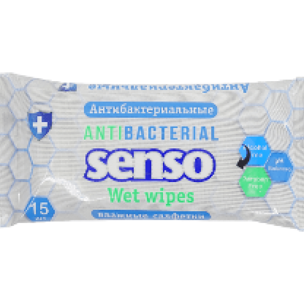 Салфетки влажные антибактериальные Senso, 15 шт/упак