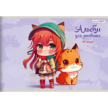 Альбом для рисования "Девочка с котиком"