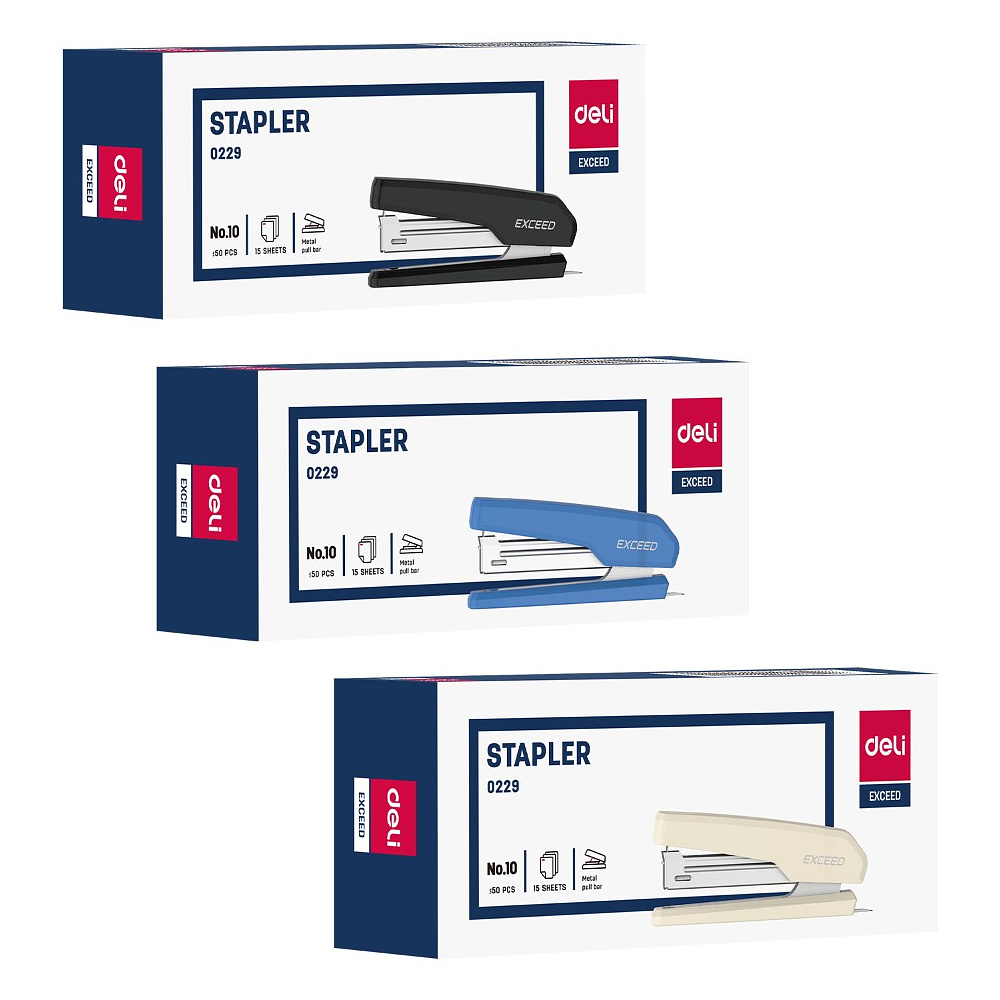 Скобосшиватель "Deli Exceed 0229", 15 листов, ассорти - 6