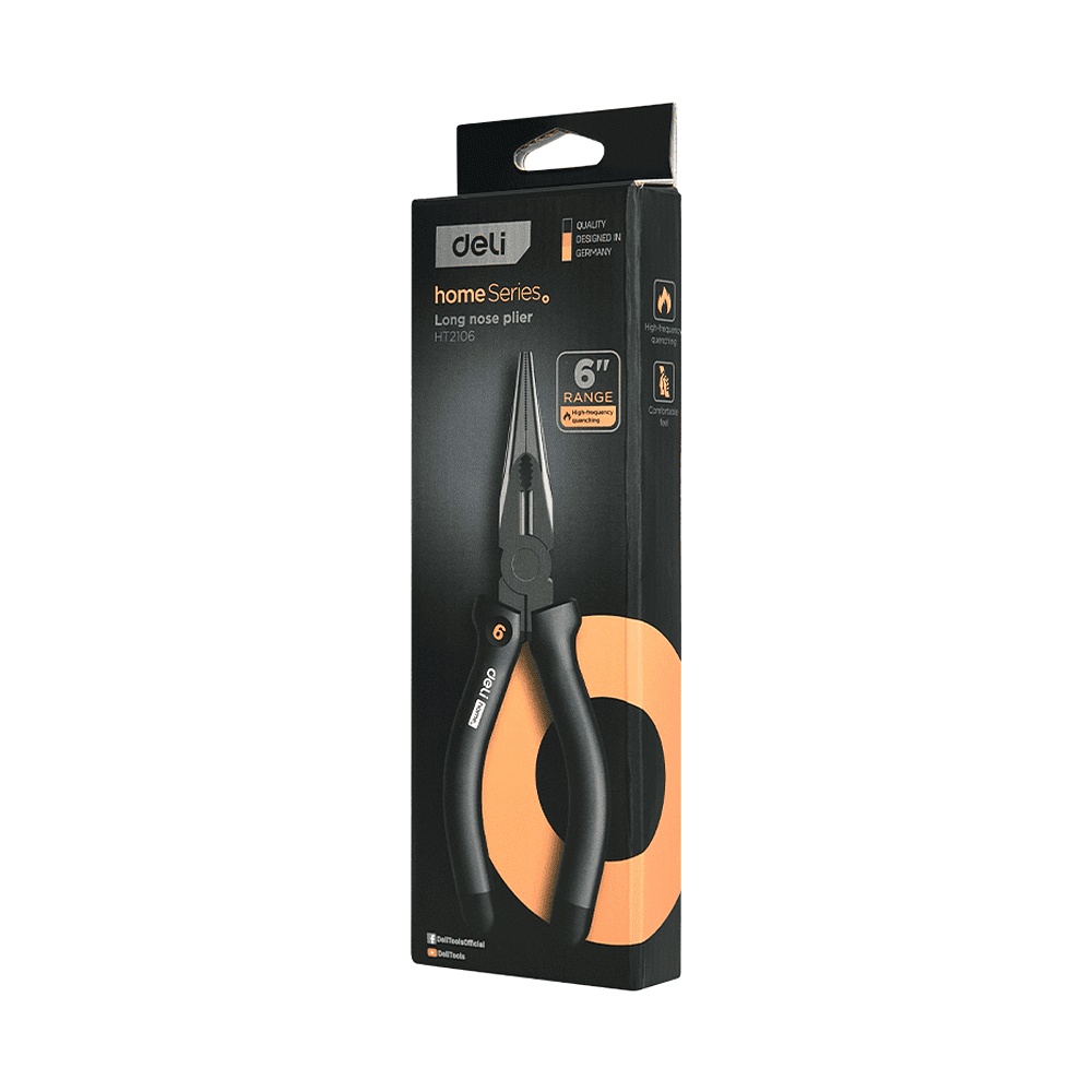 Длинногубцы Deli HS EHT2106, 160 мм, Soft Touch, черный - 2