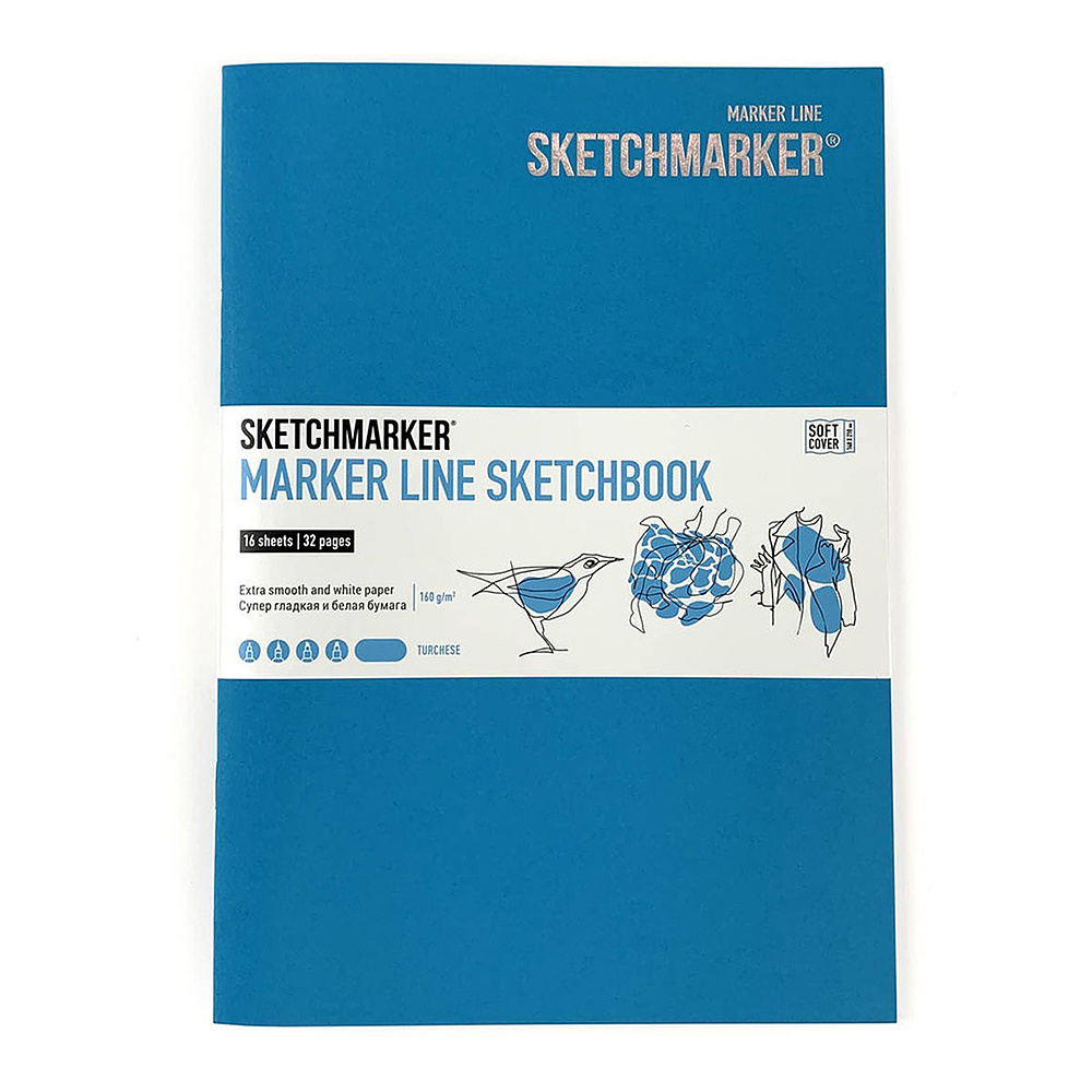 Скетчбук "Sketchmarker marker line", 17.6x25 см, 160 г/м2, 16 листов, бирюзовый