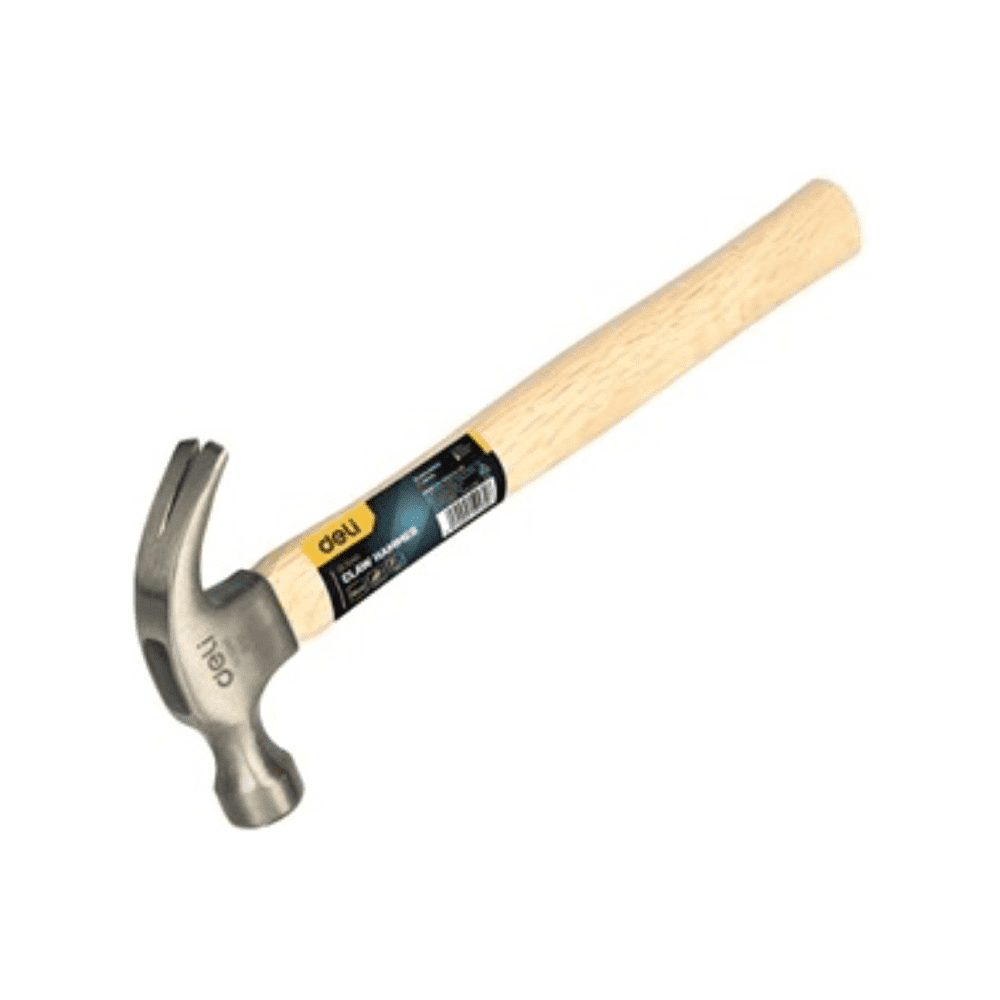 Молоток-гвоздодер "Deli" 0,226 кг, деревянная рукоятка