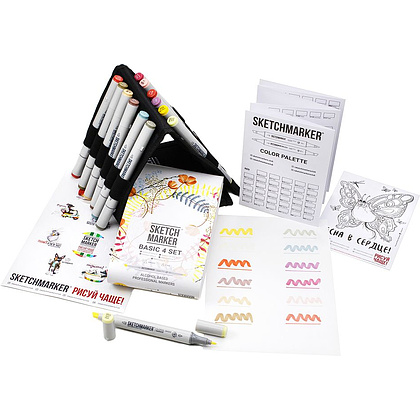 Набор маркеров перманентных двусторонних "Sketchmarker Basic 4", 12 шт. - 2