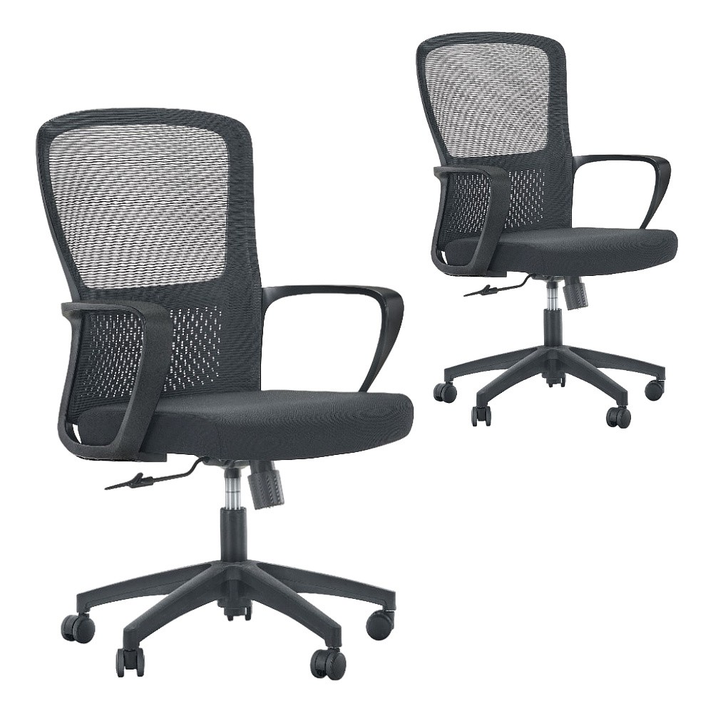 Кресло для персонала SitZone U-069B, сетка, ткань, пластик, черный, 2 шт/упак, -30%