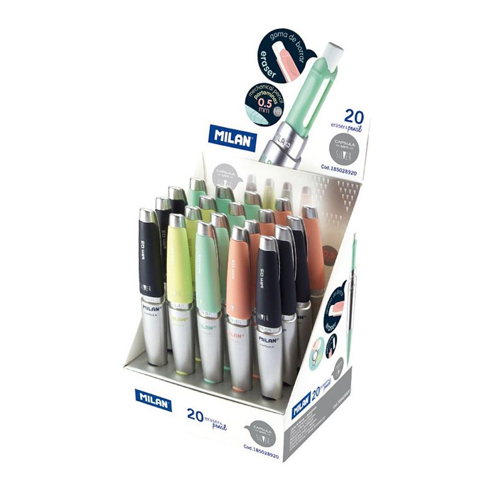 Карандаш автоматический "Capsule Slim Silver", 0.5 мм, с ластиком - 4