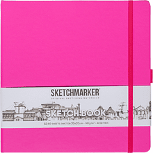 Скетчбук "Sketchmarker", 80 листов, 20x20 см, 140 г/м2, фуксии 