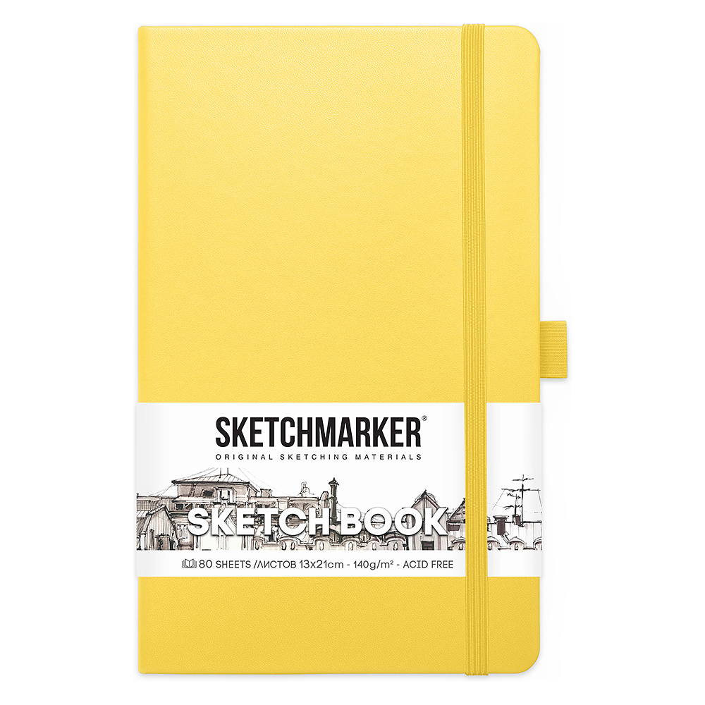 Скетчбук "Sketchmarker", 13x21 см, 140 г/м2, 80 листов, лимонный