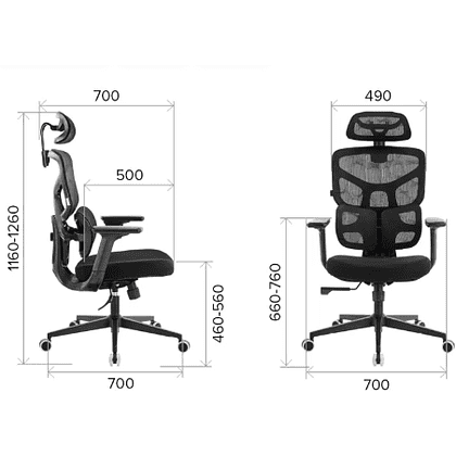 Кресло эргономичное EVERPROF Omega, Grey сетка, серый, металл, корпус серый - 7