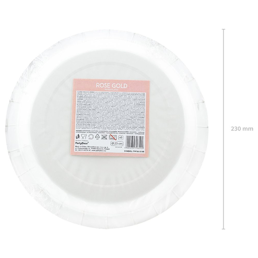 Тарелка бумажная "TPP36-019R", 23 см, 6 шт, розовое золото - 5
