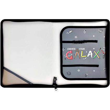 Папка для труда "Гэлэкси", А4, на молнии, серый, черный - 4