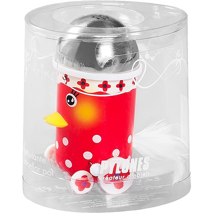 Солонка "Rolling Birds", металл, пластик, красный, белый - 3