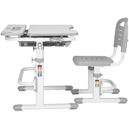 Комплект растущей мебели Fundesk "Cubby Botero": парта, стул, подставка для книг, LED-лампа, серый - 4