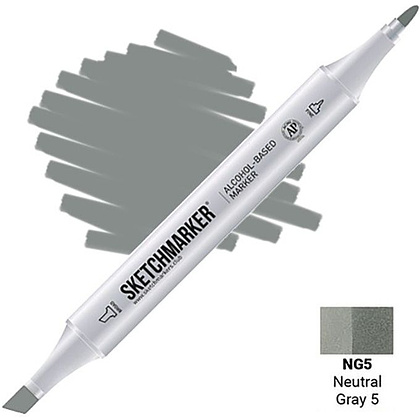 Маркер перманентный двусторонний "Sketchmarker", NG5 серый нейтральный №5