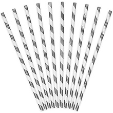 Трубочки бумажные, 19.5 см, 10 шт, белый, серебристый