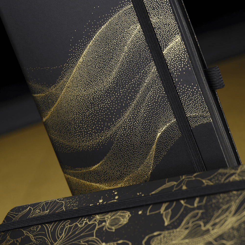 Блокнот "Total Black holo gold", А5, 96 листов, линейка, на резинке, черный, золотистый - 4