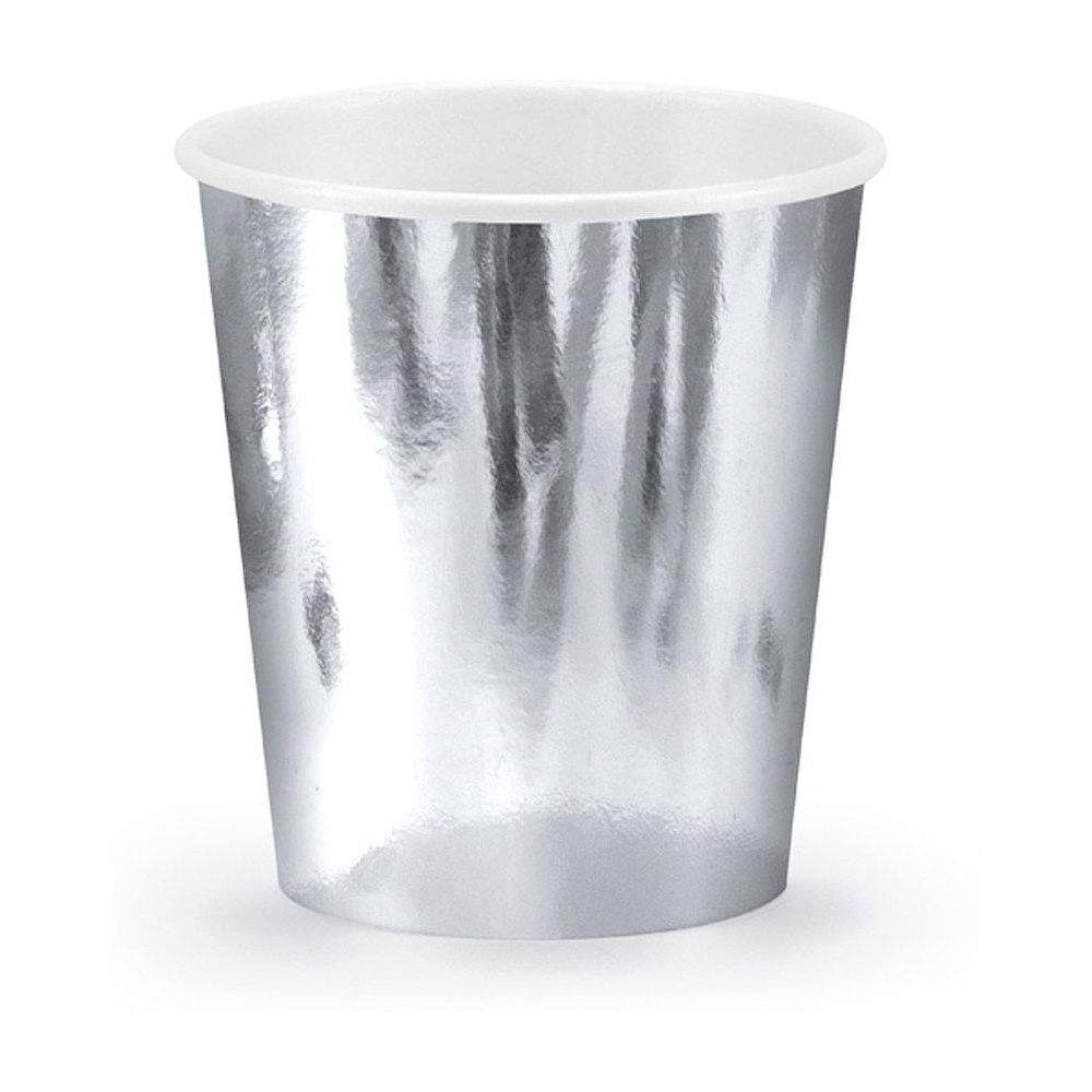 Стакан бумажный, 6 шт, 180 мл, серебристый