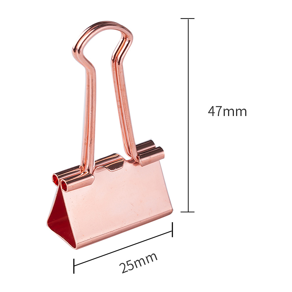 Зажим для бумаг "Deli", 25 мм, 12 штук, розовое золото - 2