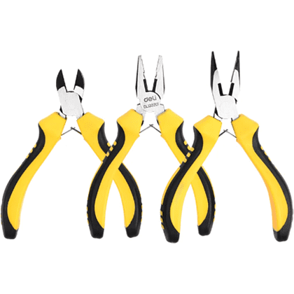 Набор плоскогубцы Deli "EDL103201-3", мини, 3 шт, желтый, черный