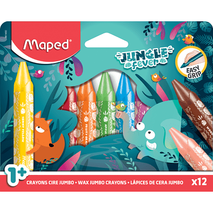 Мелки восковые Maped "Jungle fever Wax Jumbo", 12 цветов, ассорти 