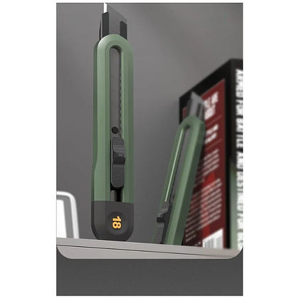 Нож строительный Deli HS EHT4018L, 18 мм, Soft Touch, зеленый - 3