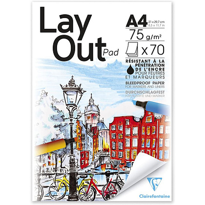 Блок бумаги для маркеров "LAYOUT PAD", A4, 75 г/м2, 70 листов